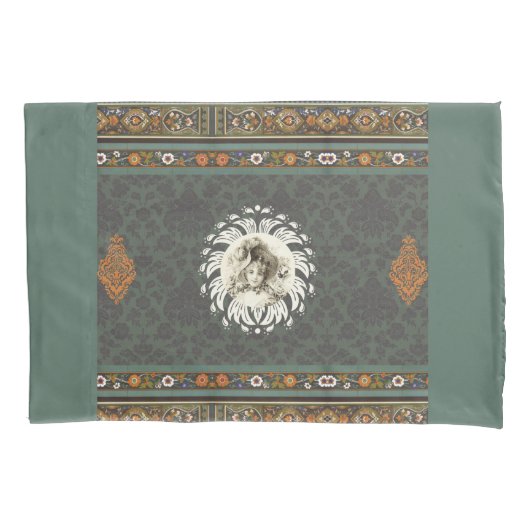  collage Retro met kant en bloemen Kussensloop (Voorkant-Links)