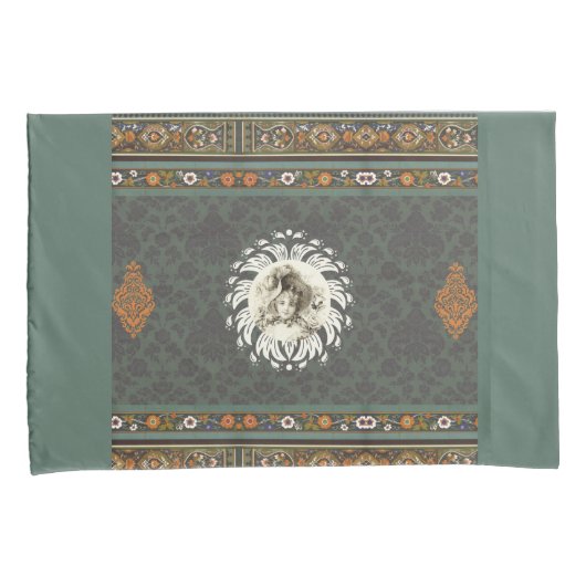 collage Retro met kant en bloemen Kussensloop (Voorkant-Rechts)