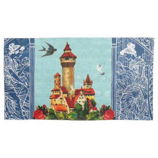  collage Retro met kant en bloemen Kussensloop (Voorkant-Links)