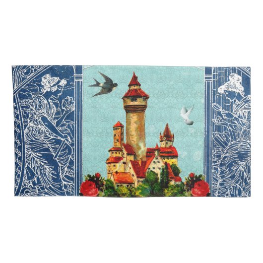  collage Retro met kant en bloemen Kussensloop (Achterkant-Rechts)