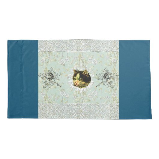  collage Retro met kant en bloemen Kussensloop (Achterkant)