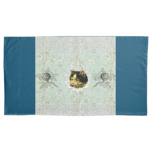  collage Retro met kant en bloemen Kussensloop (Voorkant)