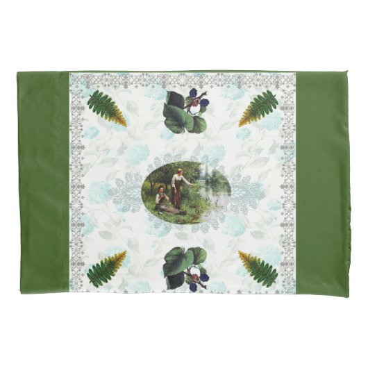  collage Retro met kant en bloemen Kussensloop (Voorkant)