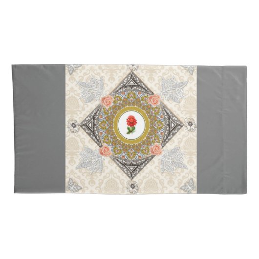  collage Retro met kant en bloemen Kussensloop (Achterkant-Rechts)