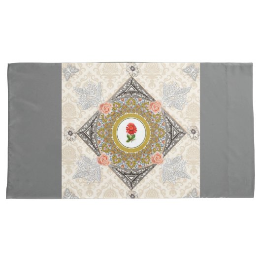  collage Retro met kant en bloemen Kussensloop (Voorkant-Rechts)