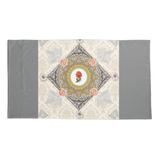  collage Retro met kant en bloemen Kussensloop (Achterkant-Links)