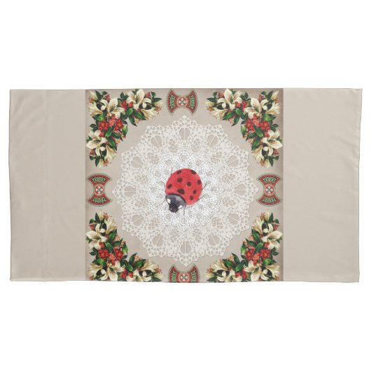  collage Retro met kant en bloemen Kussensloop (Voorkant-Links)