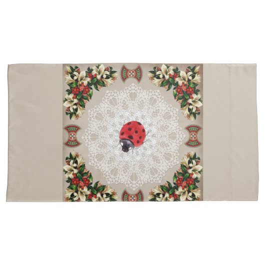 collage Retro met kant en bloemen Kussensloop (Voorkant-Rechts)