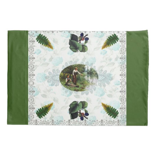  collage Retro met kant en bloemen Kussensloop (Achterkant-Links)