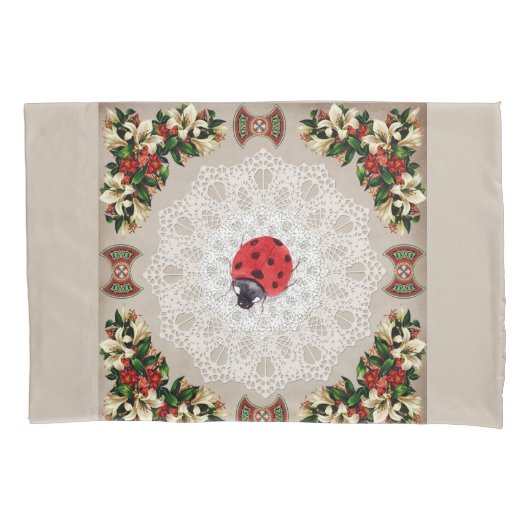  collage Retro met kant en bloemen Kussensloop (Voorkant-Links)