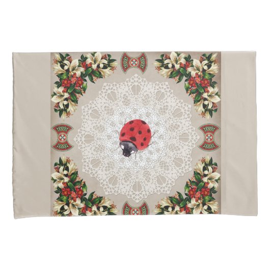  collage Retro met kant en bloemen Kussensloop (Voorkant-Rechts)