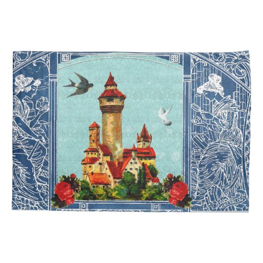 collage Retro met kant en bloemen Kussensloop (Achterkant-Links)