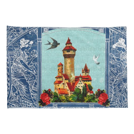 collage Retro met kant en bloemen Kussensloop (Achterkant-Rechts)