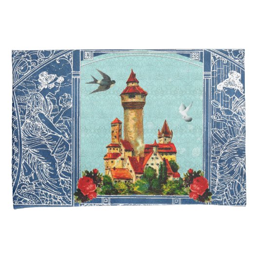  collage Retro met kant en bloemen Kussensloop (Voorkant-Rechts)