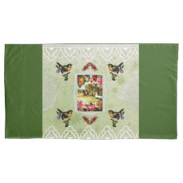 collage Retro met kant en bloemen Kussensloop