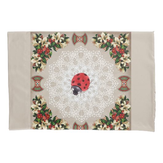  collage Retro met kant en bloemen Kussensloop (Voorkant)