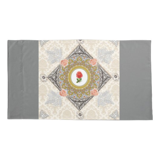  collage Retro met kant en bloemen Kussensloop (Achterkant)