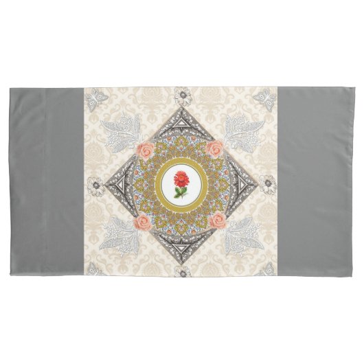  collage Retro met kant en bloemen Kussensloop (Voorkant)