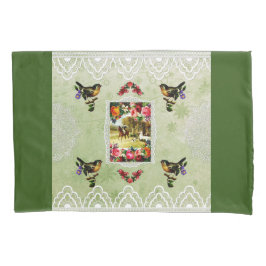 collage Retro met kant en bloemen Kussensloop