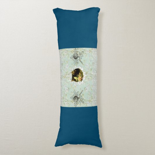  collage Retro met kant en bloemen Lichaamskussen (Voorkant Verticaal)