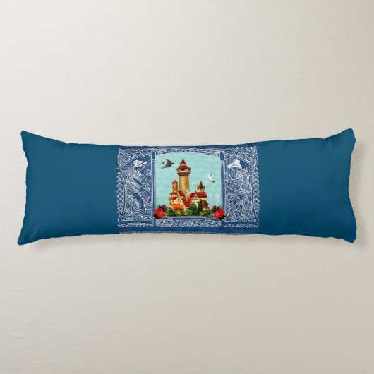  collage Retro met kant en bloemen Lichaamskussen (Voorkant)