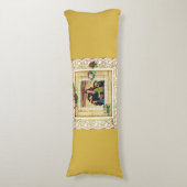  collage Retro met kant en bloemen Lichaamskussen (Voorkant Verticaal)