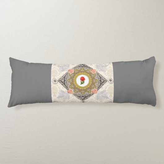  collage Retro met kant en bloemen Lichaamskussen (Voorkant)