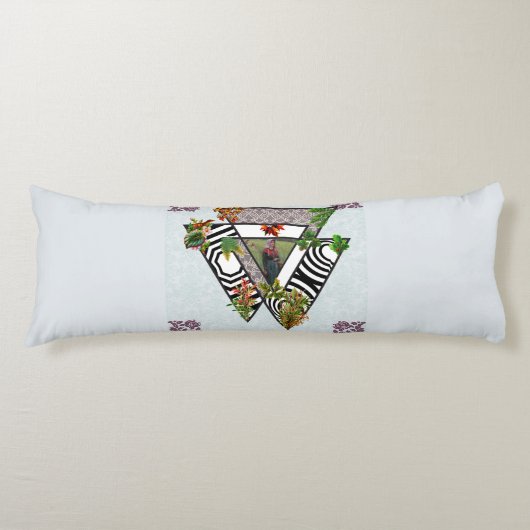  collage Retro met kant en bloemen Lichaamskussen (Voorkant)