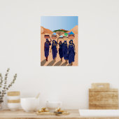 collage Retro met kant en bloemen Poster (Keuken)