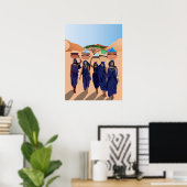 collage Retro met kant en bloemen Poster (Thuiskantoor)