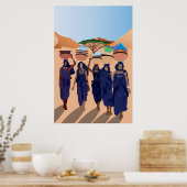 collage Retro met kant en bloemen Poster (Keuken)