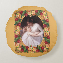 collage Retro met kant en bloemen Rond Kussen