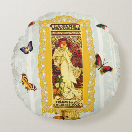  collage Retro met kant en bloemen Rond Kussen