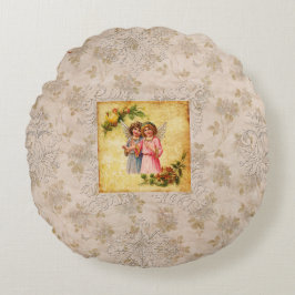  collage Retro met kant en bloemen Rond Kussen