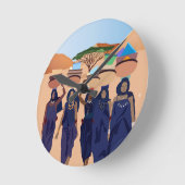  collage Retro met kant en bloemen Ronde Klok (Hoek)