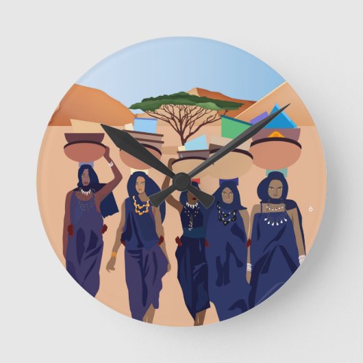  collage Retro met kant en bloemen Ronde Klok (Voorkant)