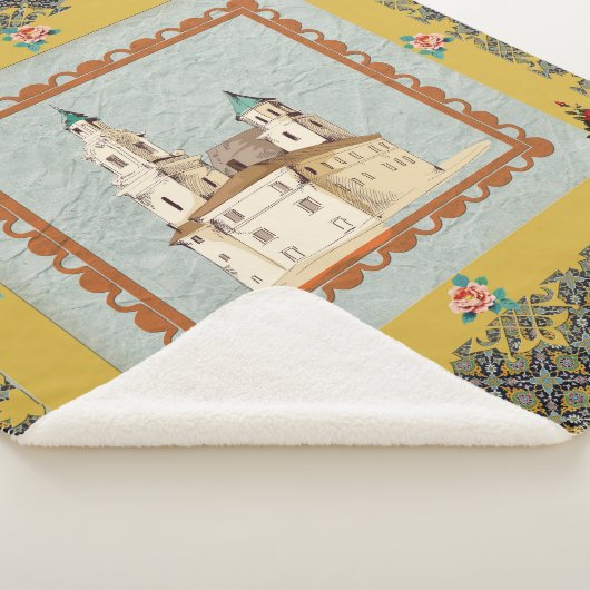  collage Retro met kant en bloemen Sherpa Deken (3/4)