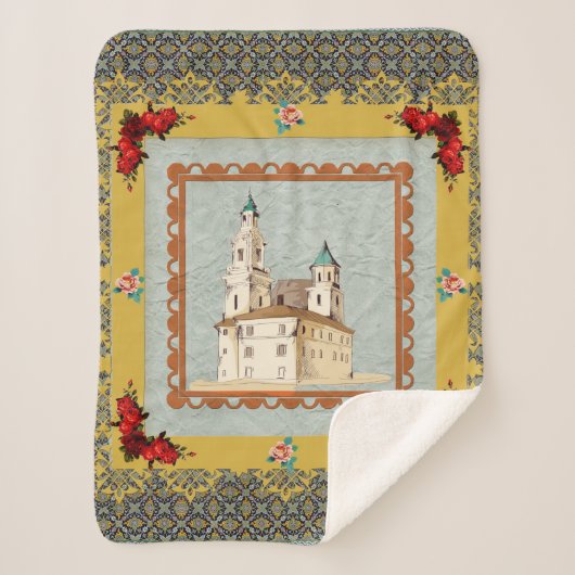  collage Retro met kant en bloemen Sherpa Deken (Voorkant)