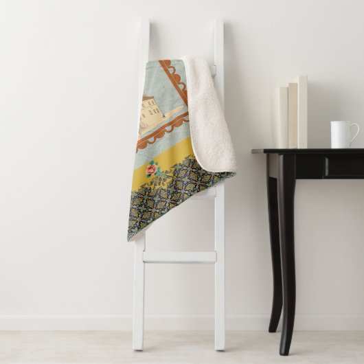  collage Retro met kant en bloemen Sherpa Deken (In situ)