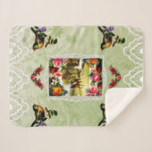  collage Retro met kant en bloemen Sherpa Deken (Voorkant (horizontaal))