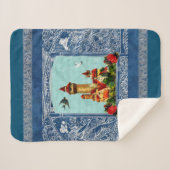  collage Retro met kant en bloemen Sherpa Deken (Voorkant (horizontaal))