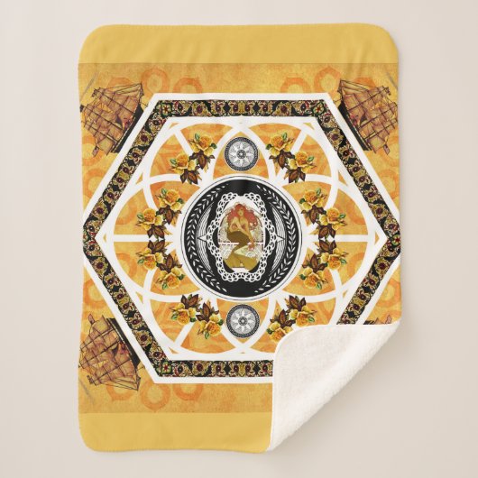  collage Retro met kant en bloemen Sherpa Deken (Voorkant)