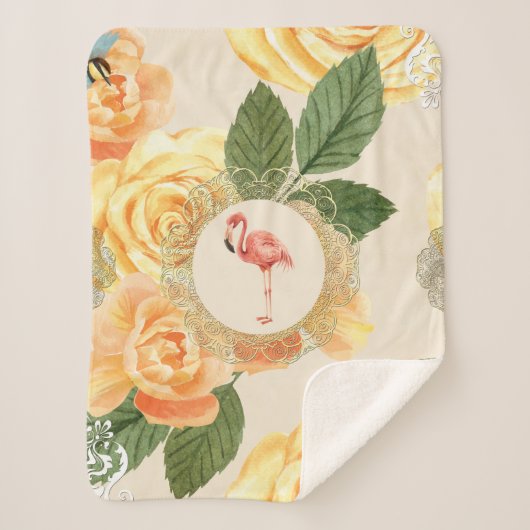 collage Retro met kant en bloemen Sherpa Deken (Voorkant)