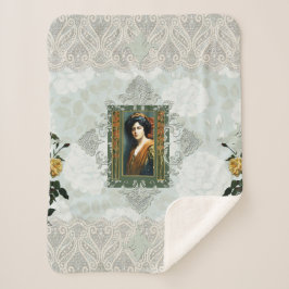  collage Retro met kant en bloemen Sherpa Deken