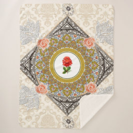  collage Retro met kant en bloemen Sherpa Deken