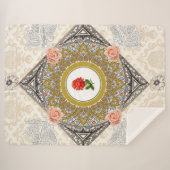 collage Retro met kant en bloemen Sherpa Deken (Voorkant (horizontaal))