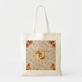collage Retro met kant en bloemen Tote Bag