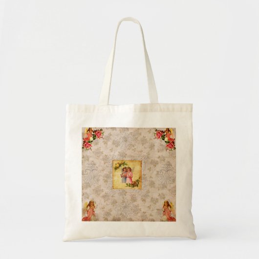 collage Retro met kant en bloemen Tote Bag (Voorkant)