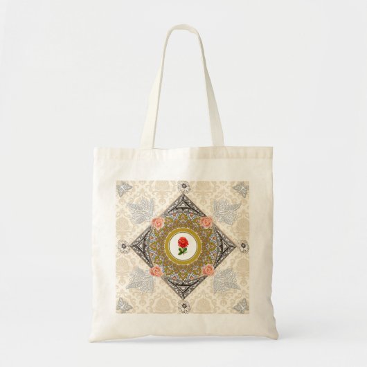  collage Retro met kant en bloemen Tote Bag (Voorkant)