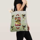  collage Retro met kant en bloemen Tote Bag (Dichtbij)